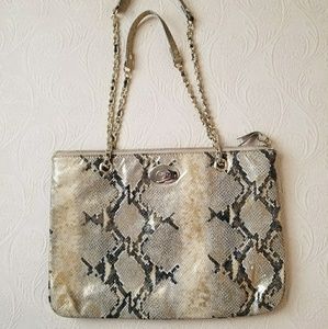 DKNY gold & brown snake print designer handbag